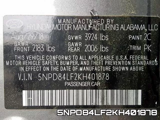 5NPD84LF2KH401878 фото 2