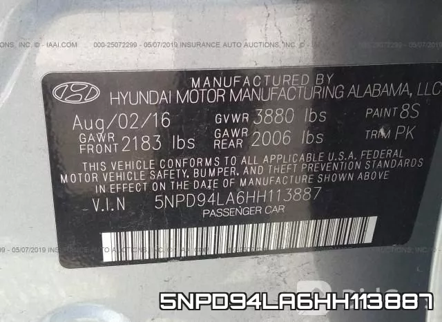 5NPD94LA6HH113887 фото 10