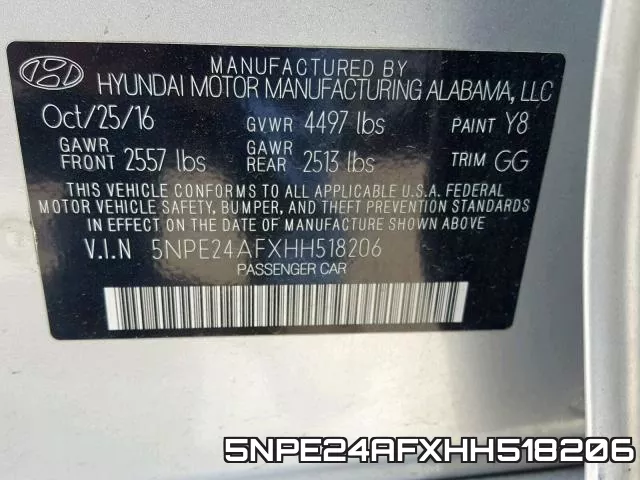 5NPE24AFXHH518206 фото 2