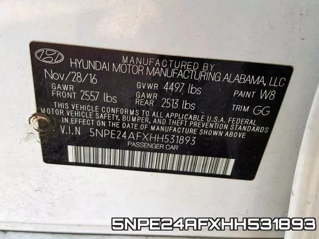 5NPE24AFXHH531893 фото 2