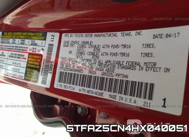 5TFAZ5CN4HX040051 фото 10