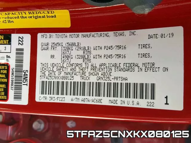 5TFAZ5CNXKX080125 фото 2