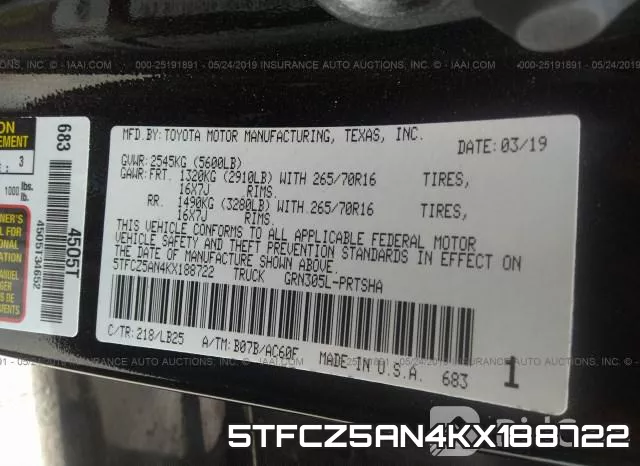 5TFCZ5AN4KX188722 фото 9