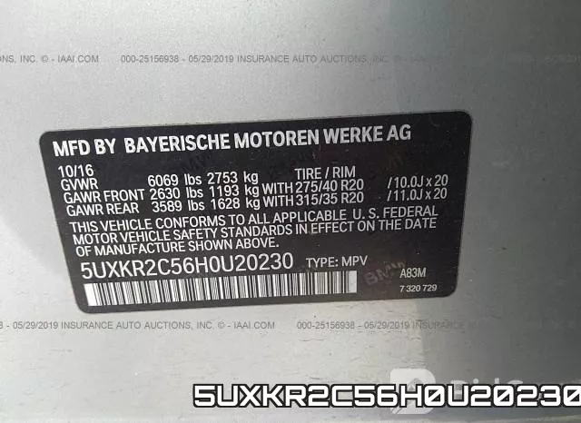 5UXKR2C56H0U20230 фото 10