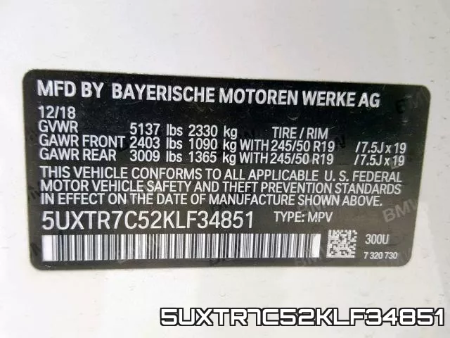 5UXTR7C52KLF34851 фото 2