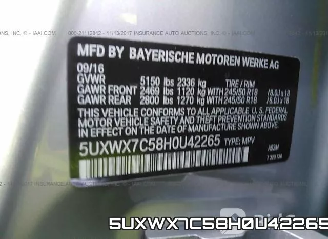 5UXWX7C58H0U42265 фото 10