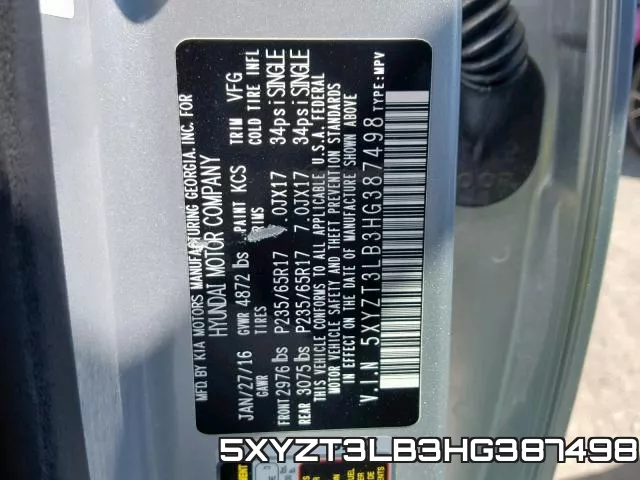 5XYZT3LB3HG387498 фото 2