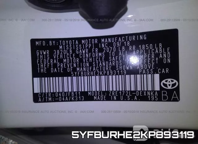 5YFBURHE2KP893119 фото 10