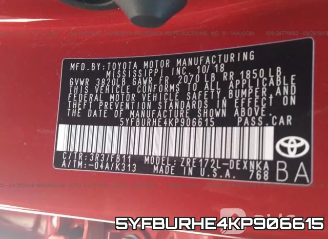 5YFBURHE4KP906615 фото 10