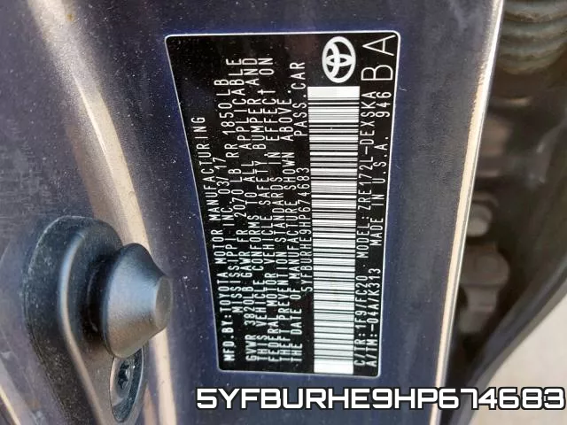 5YFBURHE9HP674683 фото 2