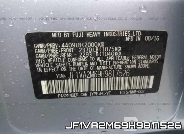 JF1VA2M69H9817526 фото 9