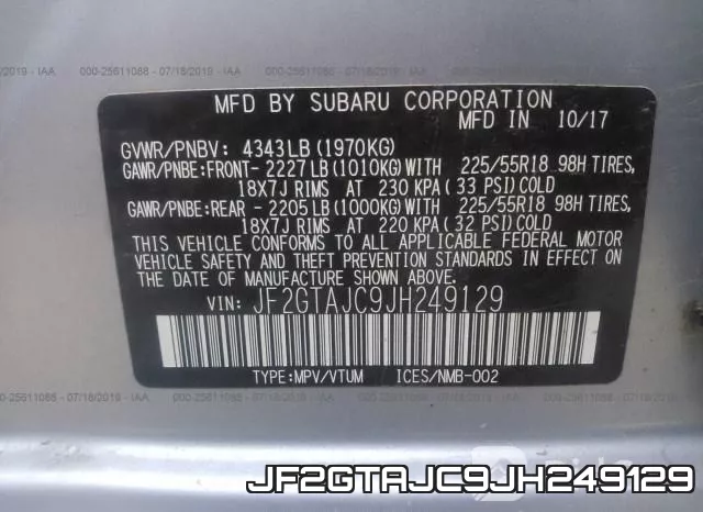 JF2GTAJC9JH249129 фото 10