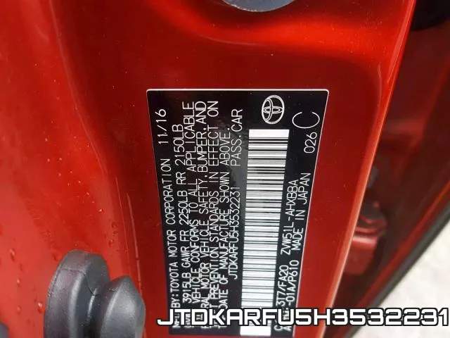 JTDKARFU5H3532231 фото 2