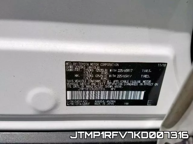 JTMP1RFV7KD007316 фото 2