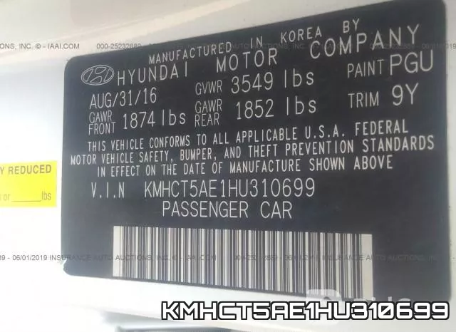 KMHCT5AE1HU310699 фото 10