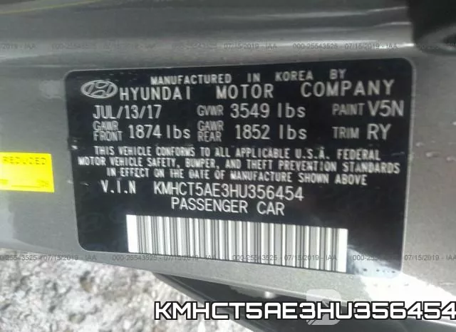 KMHCT5AE3HU356454 фото 10