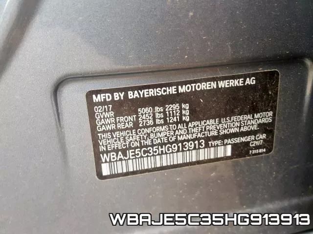 WBAJE5C35HG913913 фото 2