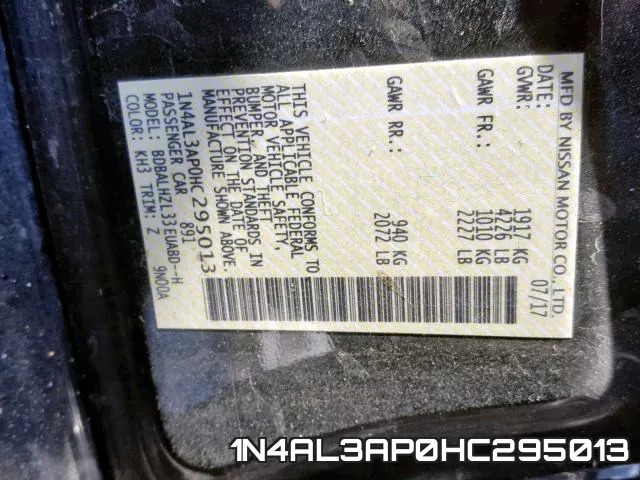 1N4AL3AP0HC295013 фото 2