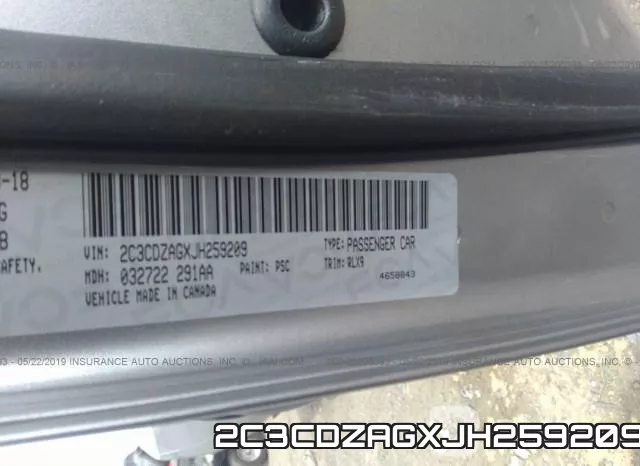 2C3CDZAGXJH259209 фото 10