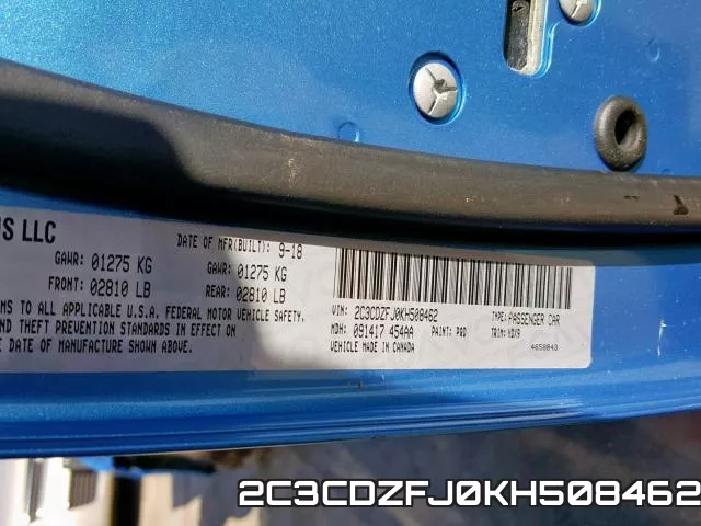 2C3CDZFJ0KH508462 фото 2