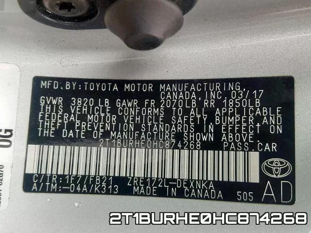 2T1BURHE0HC874268 фото 2