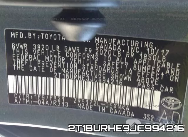 2T1BURHE3JC994216 фото 10
