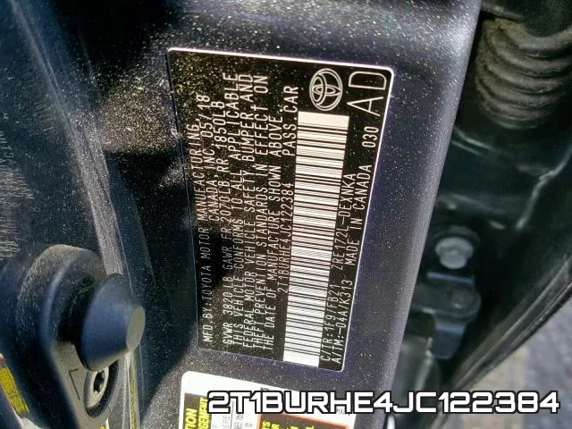 2T1BURHE4JC122384 фото 2