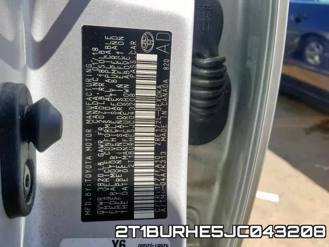 2T1BURHE5JC043208 фото 2