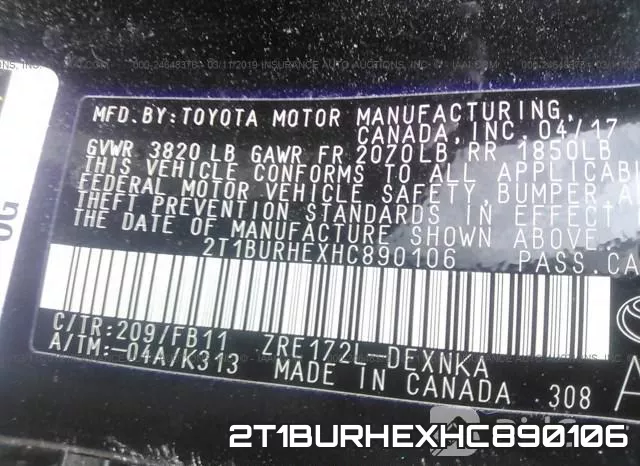 2T1BURHEXHC890106 фото 10