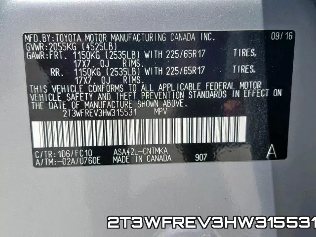 2T3WFREV3HW315531 фото 2
