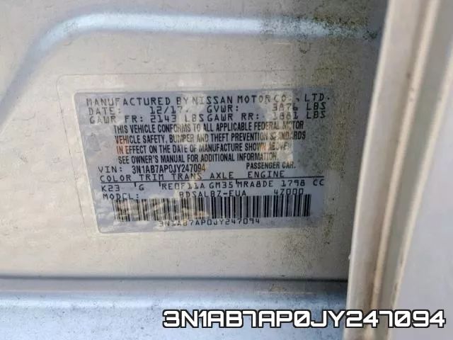 3N1AB7AP0JY247094 фото 2