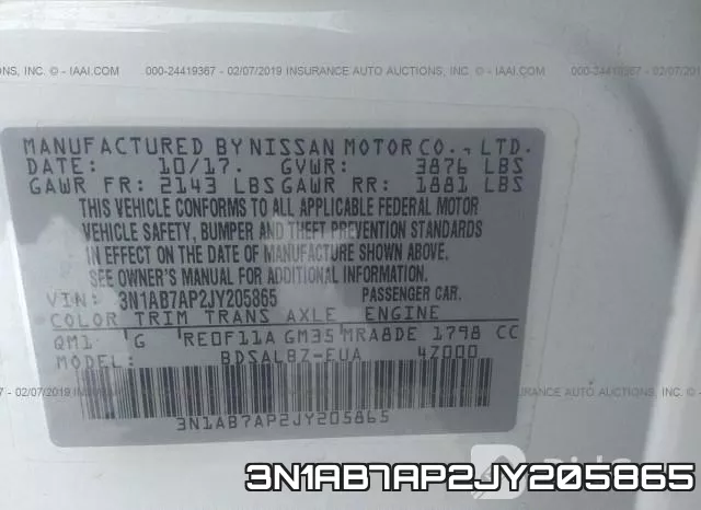 3N1AB7AP2JY205865 фото 10