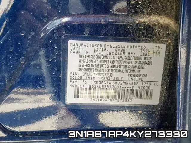 3N1AB7AP4KY273330 фото 2