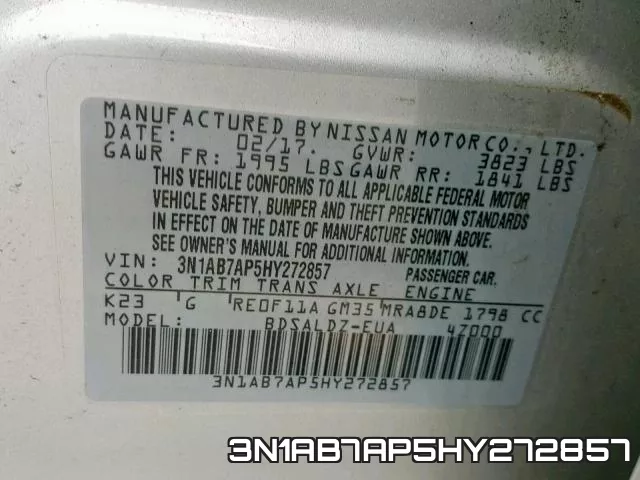 3N1AB7AP5HY272857 фото 2