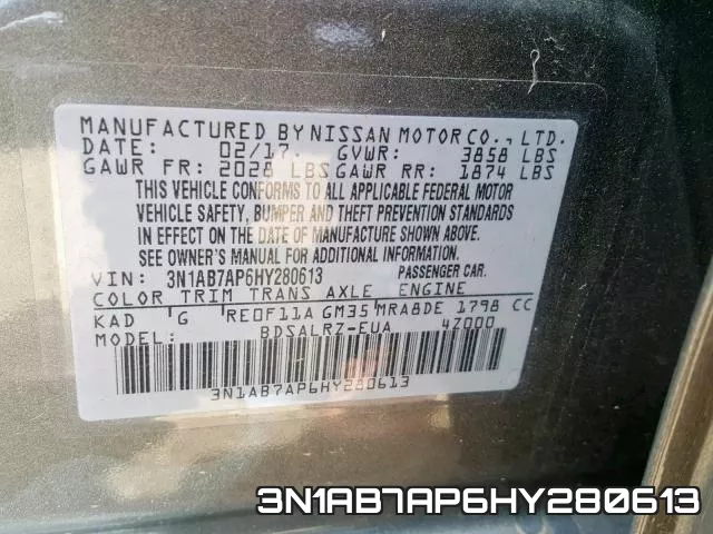 3N1AB7AP6HY280613 фото 2