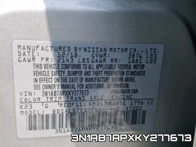3N1AB7APXKY277673 фото 2