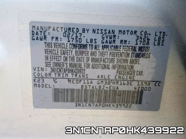 3N1CN7AP0HK439922 фото 2