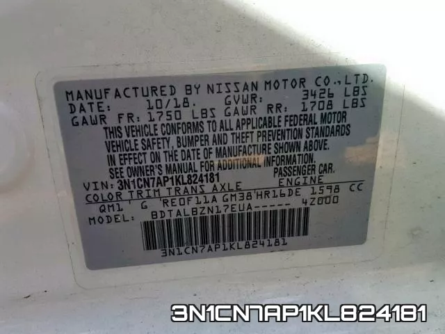 3N1CN7AP1KL824181 фото 2