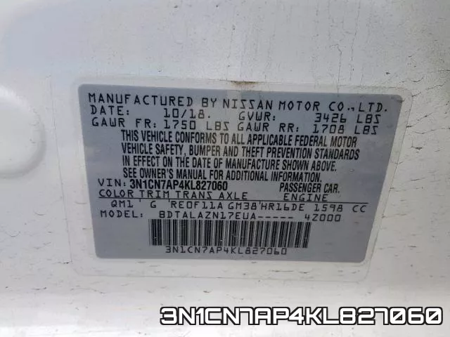 3N1CN7AP4KL827060 фото 2