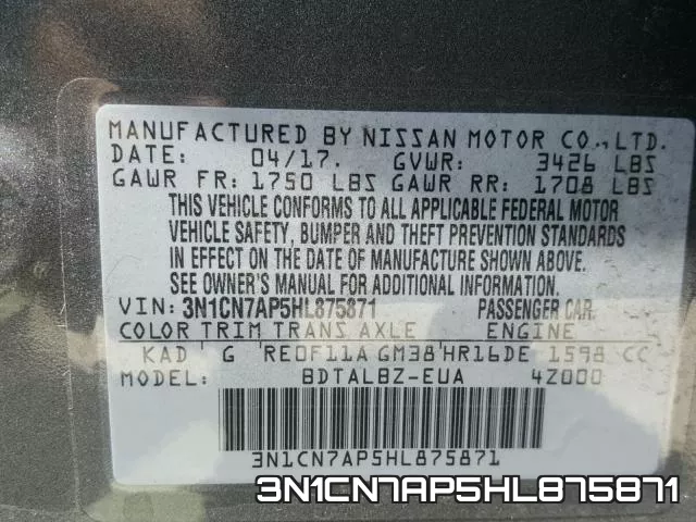 3N1CN7AP5HL875871 фото 2