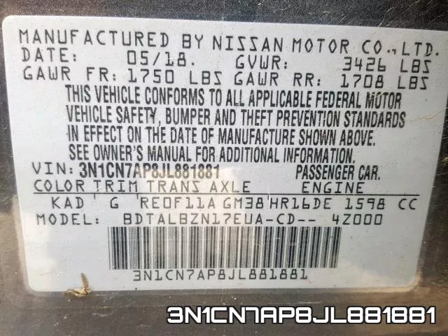 3N1CN7AP8JL881881 фото 2