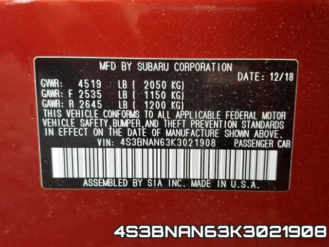 4S3BNAN63K3021908 фото 2