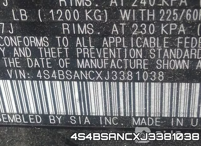 4S4BSANCXJ3381038 фото 10