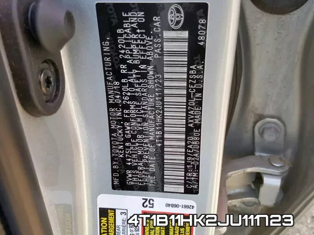 4T1B11HK2JU111723 фото 2