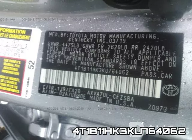 4T1B11HK3KU764062 фото 10