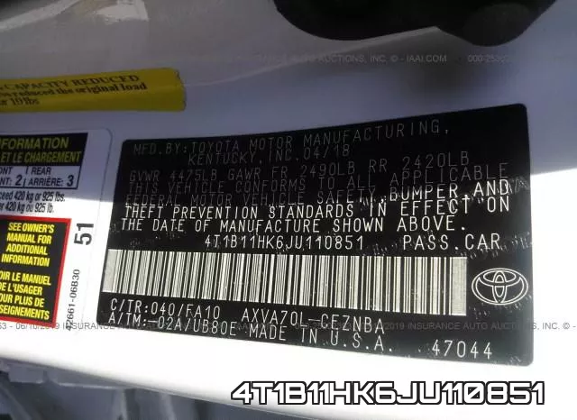 4T1B11HK6JU110851 фото 10