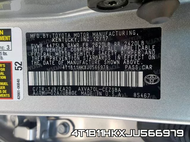 4T1B11HKXJU566979 фото 2