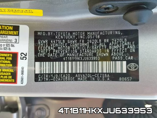 4T1B11HKXJU633953 фото 2