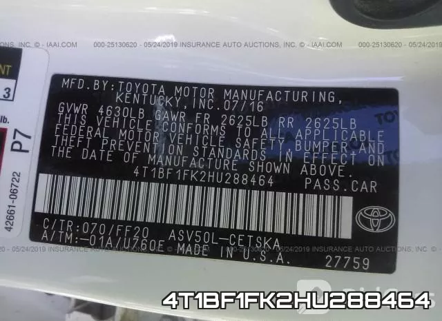 4T1BF1FK2HU288464 фото 10