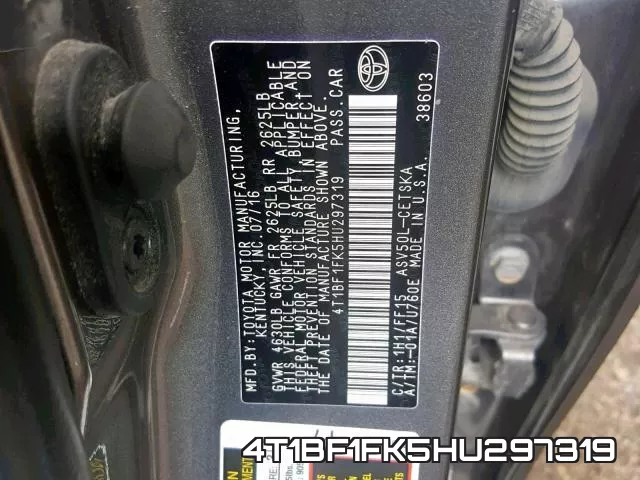 4T1BF1FK5HU297319 фото 2